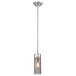 Empire Stem Hung Pendant - Satin Nickel / Smoked