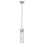 Empire Stem Hung Pendant - Satin Nickel / Clear