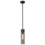Empire Stem Hung Pendant - Matte Black / Smoked