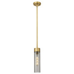 Empire Stem Hung Pendant - Brushed Brass / Smoked