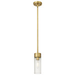Empire Stem Hung Pendant - Brushed Brass / Clear