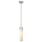 Empire Stem Hung Pendant - Satin Nickel / Matte White