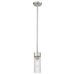 Empire Stem Hung Pendant - Satin Nickel / Clear
