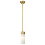 Empire Stem Hung Pendant - Brushed Brass / Matte White