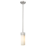 Empire Stem Hung Pendant - Satin Nickel / Matte White
