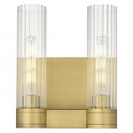 Empire 2-Light Wall Sconce - Brushed Brass / Clear