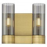 Empire 2-Light Wall Sconce - Brushed Brass / Smoked