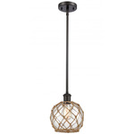 Farmhouse Rope Stem Hung Pendant - Oil Rubbed Bronze / Clear / Brown