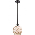Farmhouse Rope Stem Hung Pendant - Oil Rubbed Bronze / White / Brown