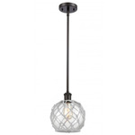 Farmhouse Rope Stem Hung Pendant - Oil Rubbed Bronze / Clear / White