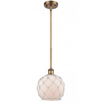 Farmhouse Rope Stem Hung Pendant - Brushed Brass / White / White
