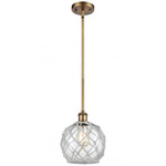 Farmhouse Rope Stem Hung Pendant - Brushed Brass / Clear / White