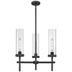 Lincoln 3-Light Pendant - Matte Black / Clear