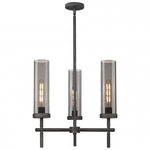 Lincoln 3-Light Pendant - Weathered Zinc / Smoked