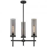 Lincoln 3-Light Pendant - Matte Black / Smoked