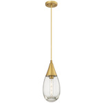 Malone Cord Hung Pendant - Brushed Brass / Clear