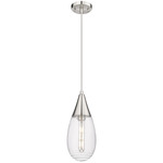 Malone Cord Hung Pendant - Satin Nickel / Striped Clear