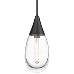 Malone Stem Hung Pendant - Matte Black / Clear