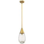 Malone Stem Hung Pendant - Brushed Brass / Clear