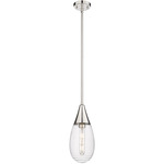 Malone Stem Hung Pendant - Polished Nickel / Striped Clear