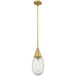 Malone Stem Hung Pendant - Brushed Brass / Striped Clear