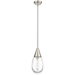 Malone Stem Hung Pendant - Satin Nickel / Clear