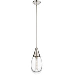 Malone Stem Hung Pendant - Polished Nickel / Clear