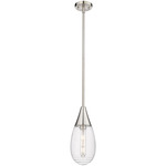 Malone Stem Hung Pendant - Satin Nickel / Striped Clear