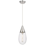 Malone Cord Hung Pendant - Polished Nickel / Striped Clear