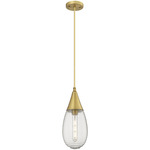 Malone Cord Hung Pendant - Brushed Brass / Striped Clear