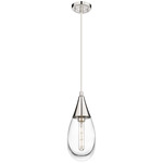 Malone Cord Hung Pendant - Polished Nickel / Clear