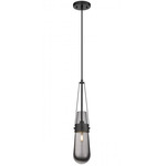Milan Cord Hung Pendant - Matte Black / Smoked