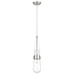 Milan Cord Hung Pendant - Satin Nickel / Clear