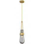 Milan Cord Hung Pendant - Brushed Brass / Smoked