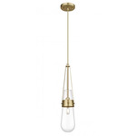 Milan Cord Hung Pendant - Brushed Brass / Clear
