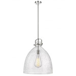 Newton Bell Stem Hung Pendant - Polished Nickel / Clear Seedy