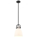 Newton Bell Stem Hung Mini Pendant - Matte Black / Matte White
