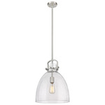 Newton Bell Stem Hung Pendant - Satin Nickel / Clear Seedy