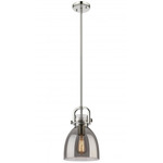 Newton Bell Stem Hung Mini Pendant - Polished Nickel / Smoked