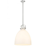 Newton Bell Stem Hung Pendant - Polished Nickel / Matte White