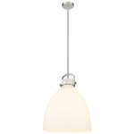 Newton Bell Stem Hung Pendant - Satin Nickel / Matte White