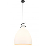 Newton Bell Stem Hung Pendant - Matte Black / Matte White