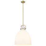 Newton Bell Stem Hung Pendant - Brushed Brass / Matte White