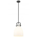 Newton Bell Stem Hung Pendant - Matte Black / Matte White