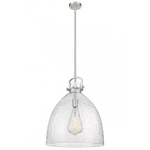 Newton Bell Stem Hung Pendant - Satin Nickel / Clear Seedy