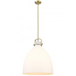 Newton Bell Stem Hung Pendant - Brushed Brass / Matte White