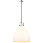 Newton Bell Stem Hung Pendant - Polished Nickel / Matte White