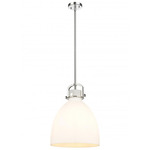 Newton Bell Stem Hung Pendant - Polished Nickel / Matte White