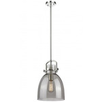 Newton Bell Stem Hung Pendant - Polished Nickel / Smoked