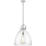 Newton Bell Stem Hung Pendant - Polished Nickel / Clear
